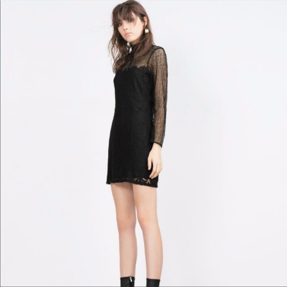 zara black lace long sleeve dress Zara | Dresses | Nwt Zara Collection Long Sleeve Black Lace Dress Size M